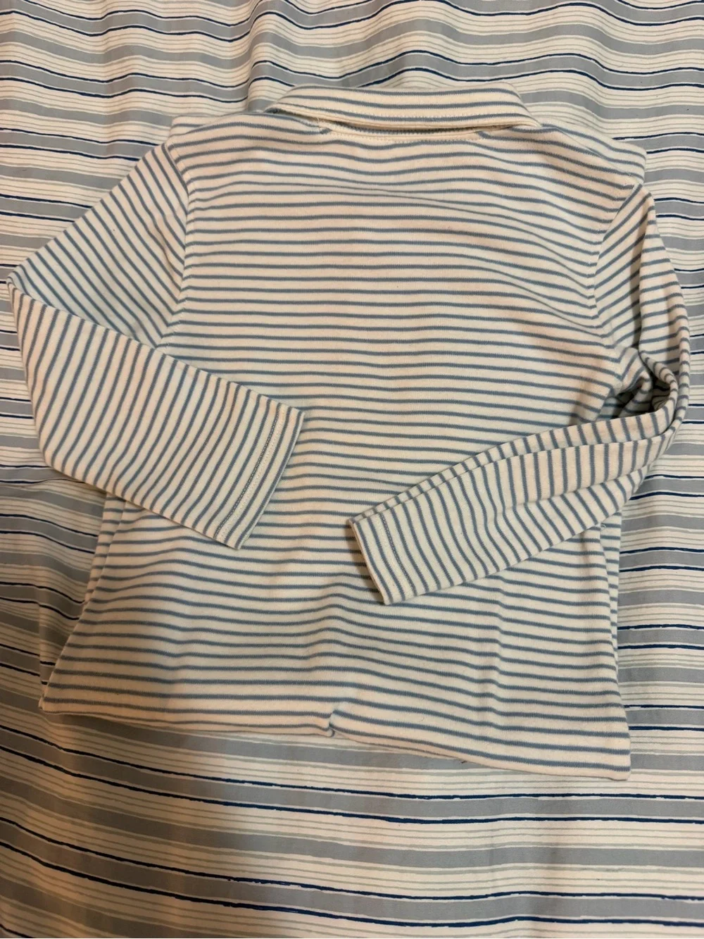 Vineyard Vines Light Blue & White Striped Long-Sleeve Polo